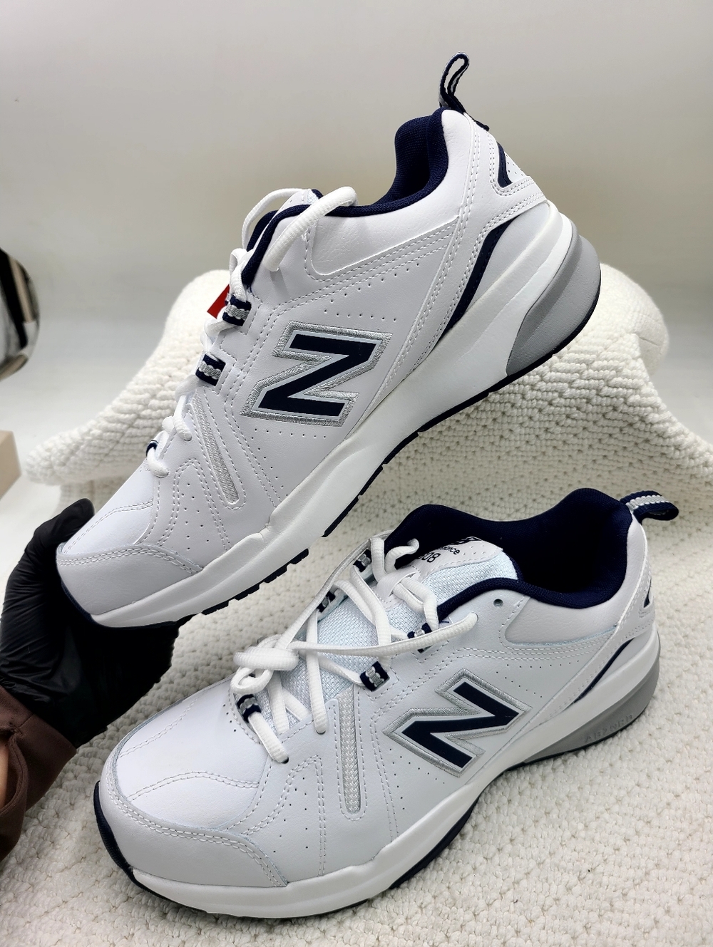New Balance White and Navy Men's Athletic Sneakers